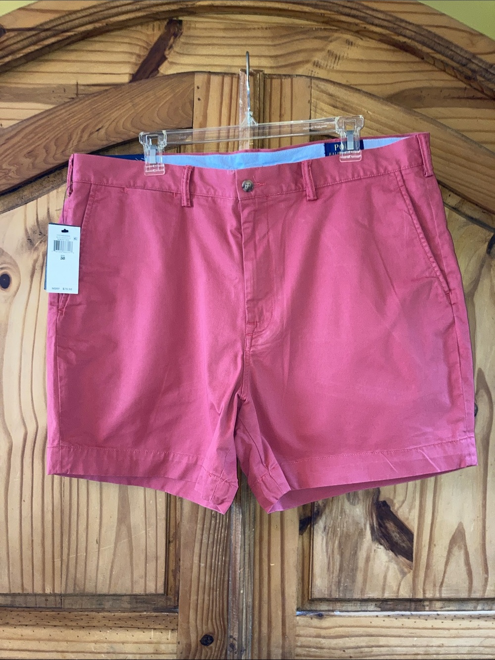 Men Polo Ralph Lauren Stretch Classic Fit pink red chino shorts size 38 - NWT